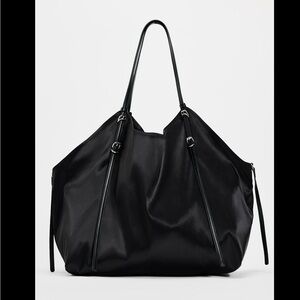 Zara Black Tote Bag with Textured Finish and Shoulder Straps